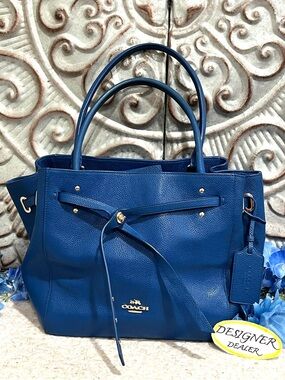 COACH Turn Lock Tie Satchel Tote EUC! 35838 Blue